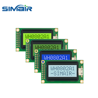 Module d'affichage LCD 8x2 caractères WH0802A1, matrice de points 16x2 STN jaune-vert transflectif, interface 6800, 58x32mm ST7066U