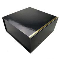 Caja de Regalo Rígida Plegable Negra Brillante con Cierre Magnético, Empaque de Regalo de Lujo para Ropa, Vestidos y Zapatos