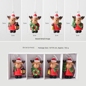 Custom Wholesale Resin <b>Christmas</b> Ornaments Box Set Santa Elk Pet Dog <b>Mini</b> House Xmas <b>Tree</b> Hanging Decorations for Holiday Gift - Product Image 6