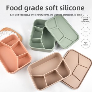 Lonchera de Silicona Moderna y Minimalista 2026, Rectangular, con 4 Compartimentos, Hermética, Apta para <span class=keywords><strong>Microondas</strong></span>, Venta al Por Mayor - Product Image 4