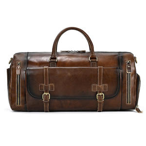 Sacs à main pour hommes en cuir véritable européen, sacs de voyage en cuir pleine fleur couleur vieillie, sacs de sport grande capacité - Product Image 6