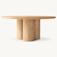 Table à manger ronde en bois massif de style américain moderne de luxe pour 4 personnes, pour la maison, l'hôtel, l'appartement, l'extérieur