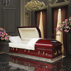 Caja de ataúd de madera maciza de estilo americano, ataúd funerario tallado de almacenamiento ajustable blanco de fábrica - Product Image 1