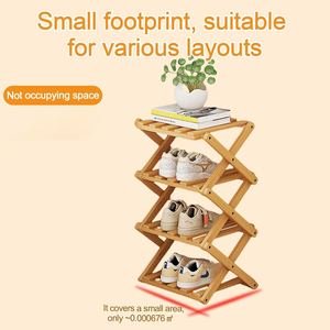 Vendita calda <span class=keywords><strong>scarpiera</strong></span> di bambù piccolo scarpiere strette 4-Tier pieghevole scarpe Organizer scaffale in piedi <span class=keywords><strong>per</strong></span> ingresso corridoio soggiorno - Product Image 4