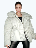 Veste d'hiver décontractée en coton rembourré Manteau bouffant à manches longues et à côtes larges en polyester tissé OEM imperméable