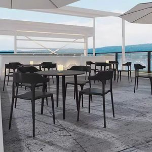 आधुनिक टिकाऊ हल्के आउटडोर डाइनिंग टेबल कुर्सी सेट वाटरप्रूफ uv-प्रतिरोधी धातु पी फर्नीचर फार्म हाउस छत गार्डन - Product Image 5