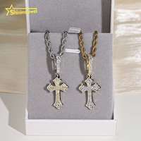 Pendentif croix en diamant cultivé en laboratoire bicolore NGIC, argent sterling 925, bijoux hip-hop, pendentifs personnalisés pour hommes