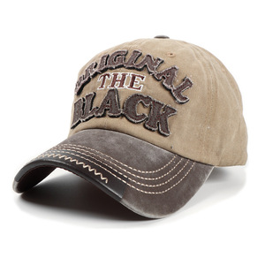 Original The <b>Black</b> Embroidered <b>Baseball</b> <b>Cap</b> Men Washed Denim Patchwork Curved Brim Hat - Product Image 5