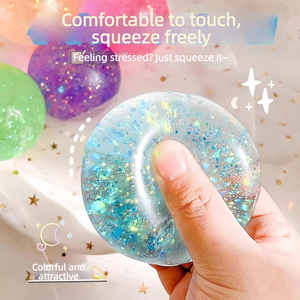 ลูกบอลบีบคลายเครียดแบบนุ่ม ยืดหยุ่น คืนตัวช้า สีสันสดใส วิบวับ กลิตเตอร์ ลูกบอลมอลโทสออโรร่า ของเล่นบีบ - Product Image 5