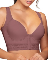 Sujetador corrector de postura de talla grande con etiqueta privada personalizada, cierre frontal, espalda en X, top moldeador, corsé, faja corporal