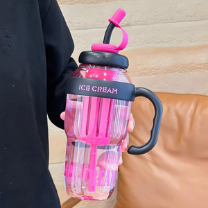 <b>Plastic</b> Cute Cup <b>Plastic</b> Water Bottle 1300mL Large Capacity Portable <b>Straw</b> Cute Belt <b>Straw</b> Water Bottle Sport Bottle Fashion Cup - Product Image 2