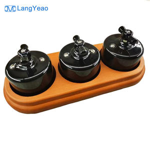 LangYeao 电动复古旋转式陶瓷开关 1/2路复古陶瓷墙壁插座 欧式法式家用 - Product Image 1