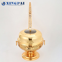 XINGPAI Golden 4L 6L 8L Buffet Chaudière En Acier Inoxydable Hôtel Restaurant Chauffe-Plats De Luxe Ensemble pour Traiteur