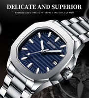 Reloj de Pulsera de Acero Inoxidable de Alta Calidad al por Mayor, Reloj Mecánico Automático para Hombre con Esfera Grande Azul