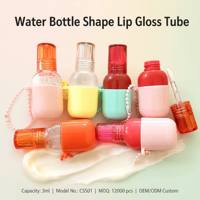 ISMAN 3ml Tube de brillant à lèvres en forme de bouteille d'eau pour enfants, avec trou de suspension, pendentif porte-clés, mini-contenant vide en forme de bouilloire, Factory Pro Best