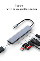 Gris 7 en 1 multifunción tipo C a HDMI Hub 4K 30Hz hub USB de alta velocidad 3,0 SD TF estación de acoplamiento PD Fast OTG lector de tarjetas Hub