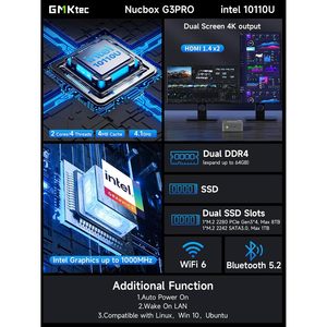 มินิพีซี Gmktec รุ่น Core I3 10110U แรม 16GB พื้นที่เก็บข้อมูล 512GB กราฟิกการ์ด Intel เหมาะสำหรับธุรกิจและการศึกษา - Product Image 2