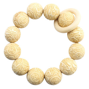 Pulsera Unisex de Madera de Ciprés Tallada con Cuentas Budistas de 2.0mm en Forma de Bola, Joyería Cultural Coleccionable para Uso Diario - Product Image 4