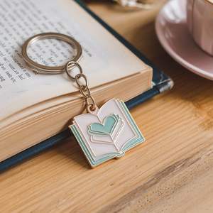 พวงกุญแจแฟชั่นวินเทจสำหรับคนรักหนังสือ ดีไซน์ฟรี ผลิตจากโลหะผสมสังกะสี ชุบทองเหลืองโบราณ - Product Image 4