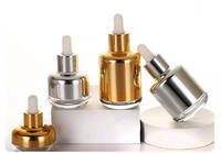 Ensemble de flacons compte-gouttes en verre argenté miroir, conteneur de sérum finition chrome, emballage cosmétique de luxe, plusieurs tailles, logo personnalisé