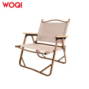 WOQI 제조업체 도매 경량 알루미늄 프레임 접이식 하이 백 캠핑 의자 팔걸이 나무