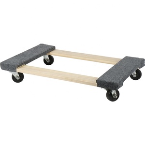 Chariot à meubles <span class=keywords><strong>en</strong></span> bois avec surface moquettée, 4 roulettes pivotantes, chariot de transport pour objets lourds, appareils électroménagers - Product Image 1