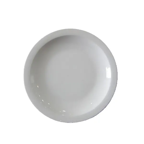 Piatto da portata rotondo in porcellana bianca per uso quotidiano piatto piatto piatto profondo personalizzato con bordo stretto