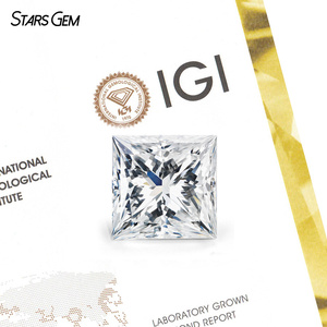 Diamant de laboratoire Starsgem 1CT 2CT CVD, taille carrée, coupe princesse, certifié IGI, D VS1 VVS2, pierre brute de diamant créé en laboratoire - Product Image 1