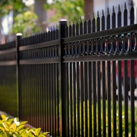 Clôture de sécurité en acier galvanisé noir anti-vent et anti-poussière pour jardin avant, piquets de 1,5 m thermolaqués
