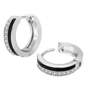 Stud <b>Earring</b> <b>Men</b> Black Punk S925 Sterling <b>Silver</b> Birthday Gift Black Rhodium Plating Jewelry Trendy Zircon Sensitive Ears - Product Image 1