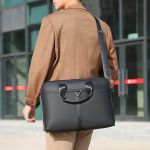 Grande sacoche en cuir pour ordinateur portable, sac messager professionnel, bandoulière portable, 15 pouces, étanche, durable, sac à main pour homme, mallette personnalisable avec logo - Product Image 5