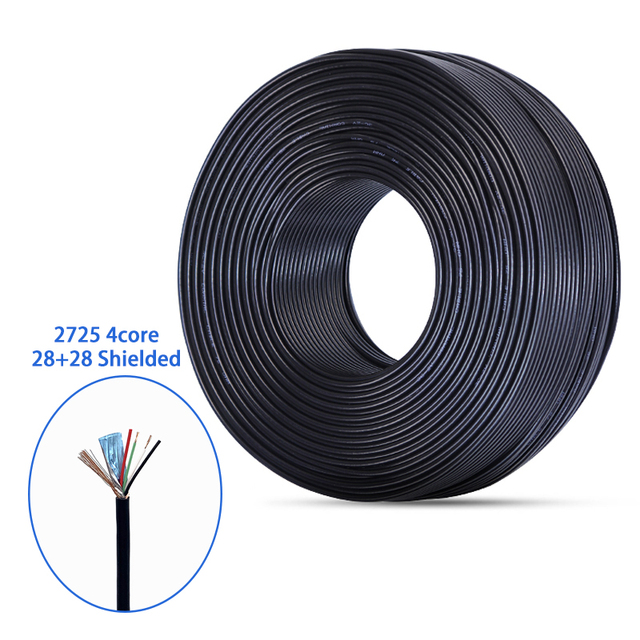 AWM 2725 Shield Telecom 28awg + 28awg PVC Double Braid 4 Core Twisted Shielding USB Data Wire Aluminum Foil Braid Shielded Cable