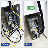 Funda trenzada autoenrollable para cables, protector de cables, aislante de cables negro, E-Cactus D16mm, 1 metro