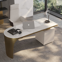 Bureau en marbre de style nordique moderne et luxueux pour le bureau et la maison, bureau d'ordinateur en acier inoxydable