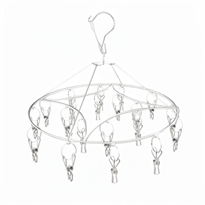 ราวตากผ้าสแตนเลสทรงกลม 20 คลิปหนีบ ต้านลม แขวนได้เยอะ ใช้ในบ้าน/ครัว - Product Image 1