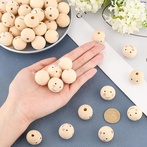 חרוזי עץ טבעיים בהתאמה אישית של יצרן ציוד מקורי (OEM) בקוטר 25 מ\\\"מ, חרוזים רופפים לעיצוב עץ חג המולד, קישוטי קיר מעץ, חרוז עץ עם חריטה - Product Image 3