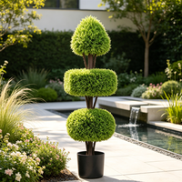 Arbre topiaire artificiel à trois formes en pot, plante de buis artificielle pour hôtel, villa, patio, jardin, projet de paysagisme commercial, décoration