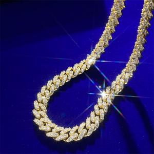 Iced Out Gold Plated Cuban <strong>Link</strong> 5A Cubic Zircon 12mm Gold Plated Color CZ Pink Round Stone Cuban <strong>Link</strong> <strong>Chian</strong> CZ Necklace Unisex - Product Image 4