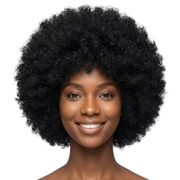 Perruque Afro Amusante Noire Frisée Courte Synthétique 100g Résistante aux Hautes Températures pour Fête et Déguisement d'Halloween