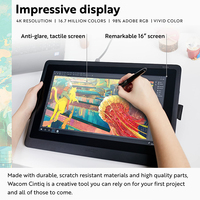 Cintiq 16 tablette de dessin avec écran Full HD de 15.6 pouces 8192 sensible à la pression stylo Pro 2 à reconnaissance d'inclinaison MacOS et windows sos
