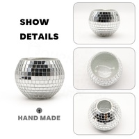 Boule disco en verre, pot de fleurs, boule miroir disco en verre de 8 cm, porte-bougie en verre, kit de porte-bougie en mosaïque pour la décoration de mariage