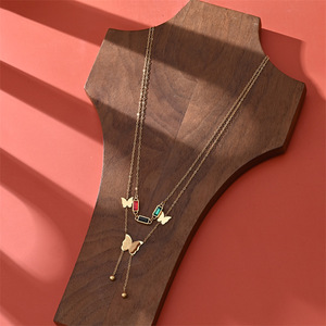 Collar de perlas de mariposa de doble capa que no se desvanece transfronterizo accesible de lujo nuevo Yiwu Chinoiserie joyería de moda inoxidable - Product Image 4