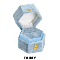 Boîte à bague hexagonale personnalisée avec logo, à couvercle rabattable et serrure, pour demande en mariage, fiançailles, cadeau, élégante boîte à bijoux en velours