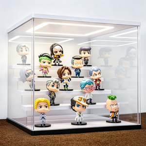 Vitrine d'exposition LED en acrylique, empilable, sans fil, avec alimentation, pour boîte anti-poussière transparente polie, porte magnétique, pour la maison - Product Image 1