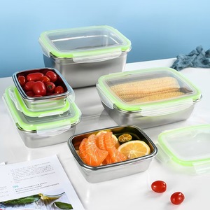 New Fresh-keeping <b>Box</b> Sealed Leak Proof 304 Stainless Steel Lunch Fruit <b>Box</b> with Lid Dumpling <b>Container</b> Refrigerated Storage <b>Box</b> - Product Image 3