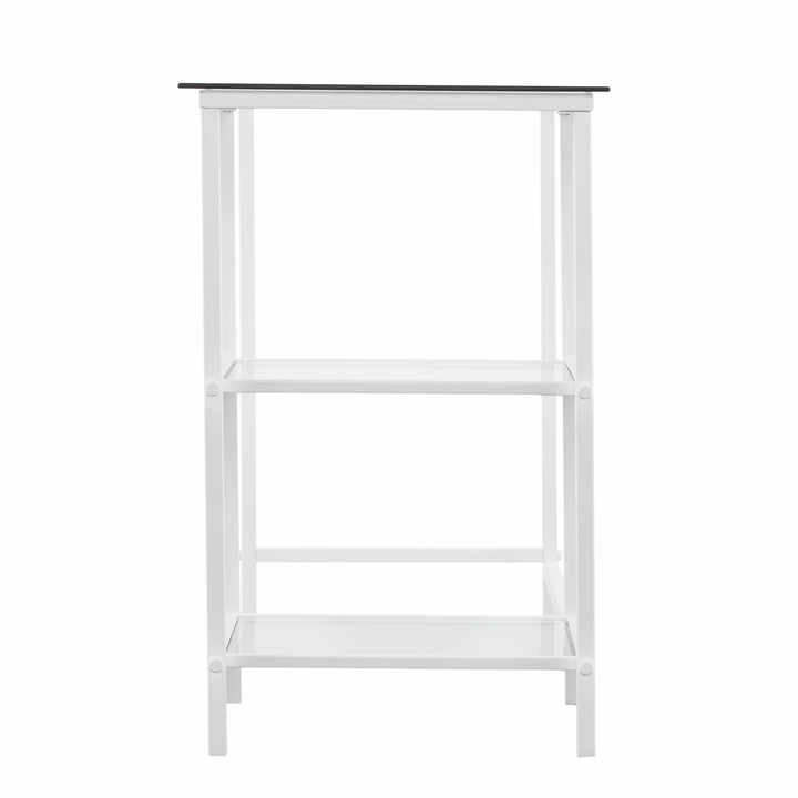 HMS 42\" Modern Clear and White Glass Writing Desk Stainless Steel and Melamine for Office Use