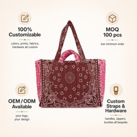 Sac fourre-tout matelassé personnalisé avec logo brodé, idéal pour l'été et la plage, vente en gros, sac fourre-tout bandana monogrammé pour femme