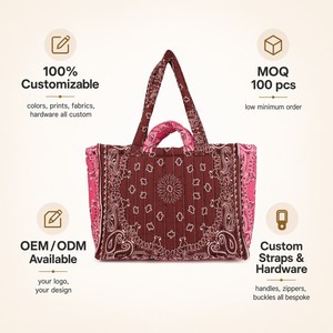 <span class=keywords><strong>Sac</strong></span> fourre-tout matelassé personnalisé avec logo brodé, idéal pour l'été et la plage, vente en gros, <span class=keywords><strong>sac</strong></span> fourre-tout bandana monogrammé pour <span class=keywords><strong>femme</strong></span> - Product Image 5