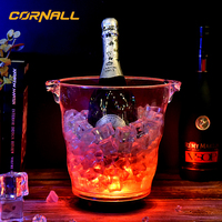 Seau à glace en cristal en gros, pour la maison, les fêtes, les bars, les KTV, seau à glace à champagne avec LED, seau à glace européen
