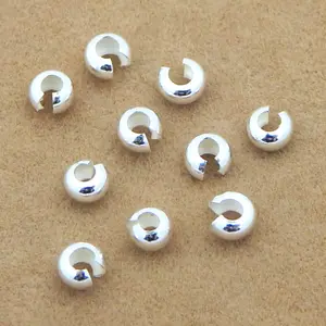 925 Silver Round Covers Crimp End Beads Dia 3/4/5 mm Stopper Spacer Beads For DIY Jewelry Making Findings Supplies